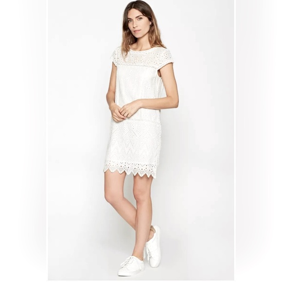 Joie Delayna Eyelet Dress in Porcelain. Size XS - Picture 3 of 7